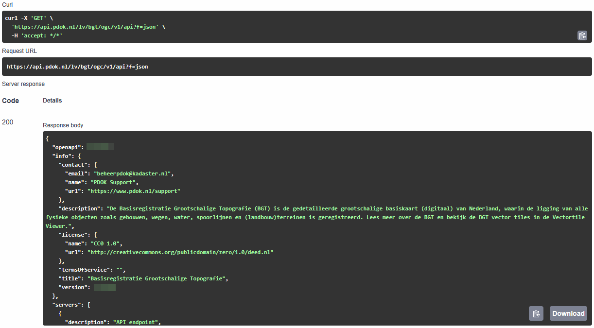 curl get api specification